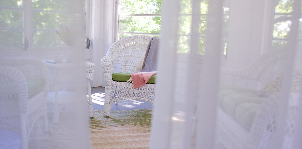 Bedroom looking out french doors